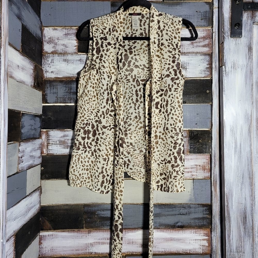 Mark. Animal Print Tie Infront Button Up Tanktop - Picture 6 of 7
